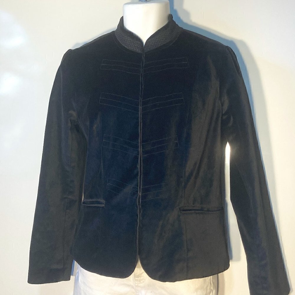 Mossimo SZ L Black cotton velvet boxy tailored blazer Vintage formal retro